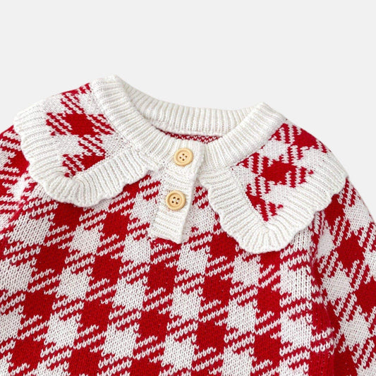 Ruby Houndstooth Cotton Knit Romper (3m-24m)