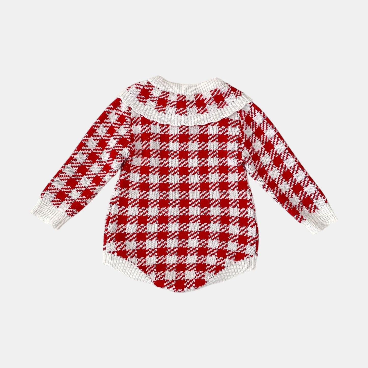 Ruby Houndstooth Cotton Knit Romper (3m-24m)