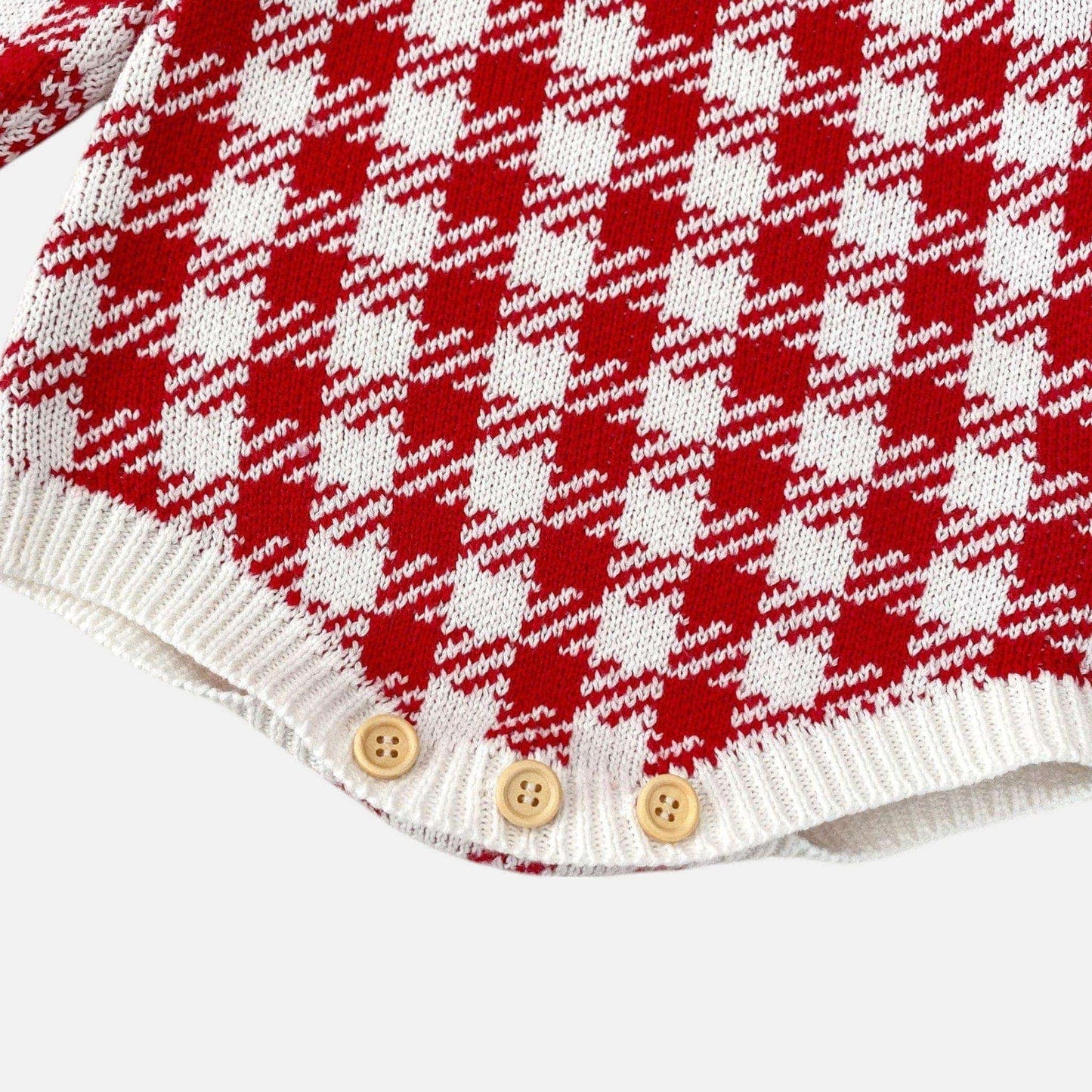 Ruby Houndstooth Cotton Knit Romper (3m-24m)