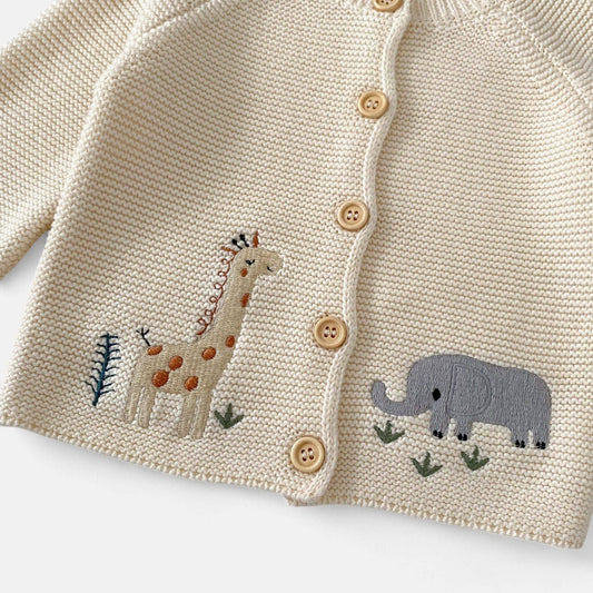 Safari Friends Cotton Knit Cardigan (3m-3yrs)