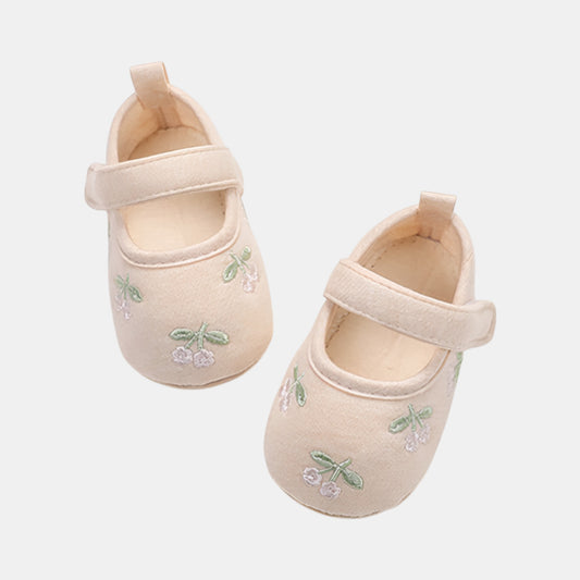 Secret Garden Embroidered Baby Shoes, Beige (11-13cm)