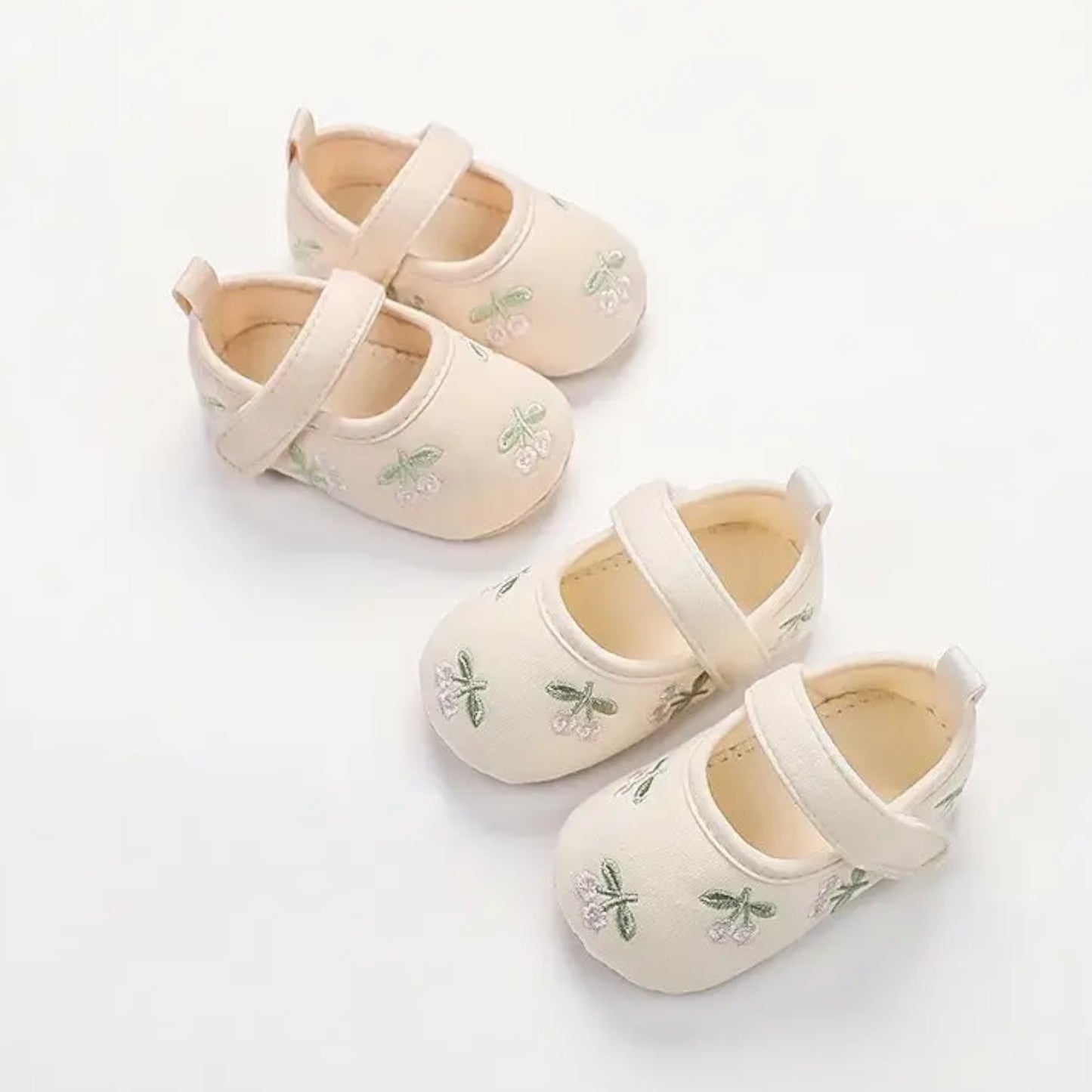 Secret Garden Embroidered Baby Shoes, Cream (11-13cm)