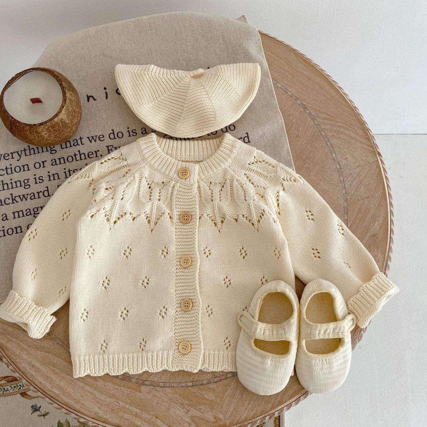 Seren Cream Cotton Knit Cardigan (3m-3yrs)