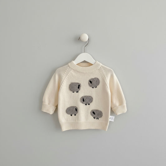 Sleepy Sheep Knit Sweater - Cream/Grey (3m-3yrs)