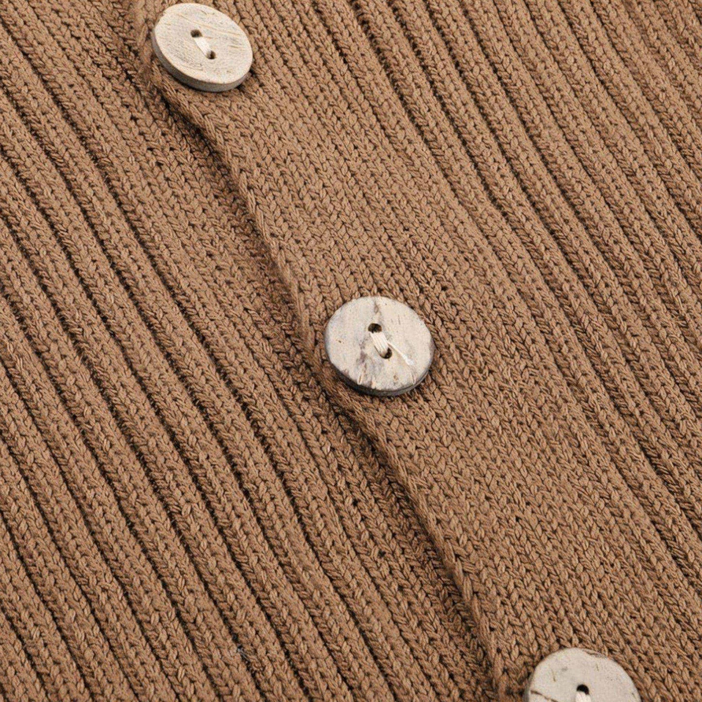 Soft Cotton Knit Baby Romper, Brown (0m-24m)