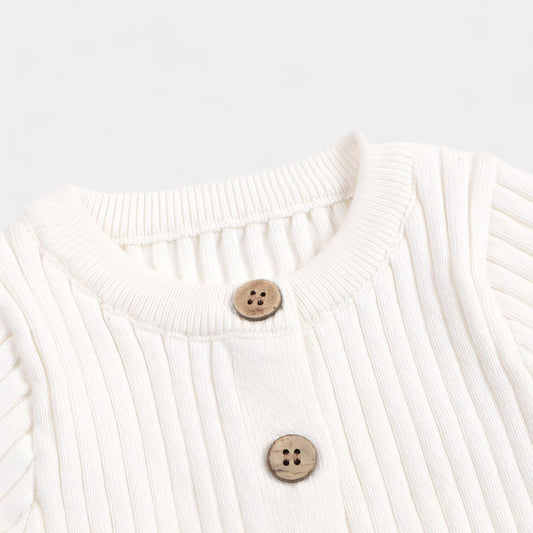 Soft Cotton Knit Baby Romper, White (0m-24m)