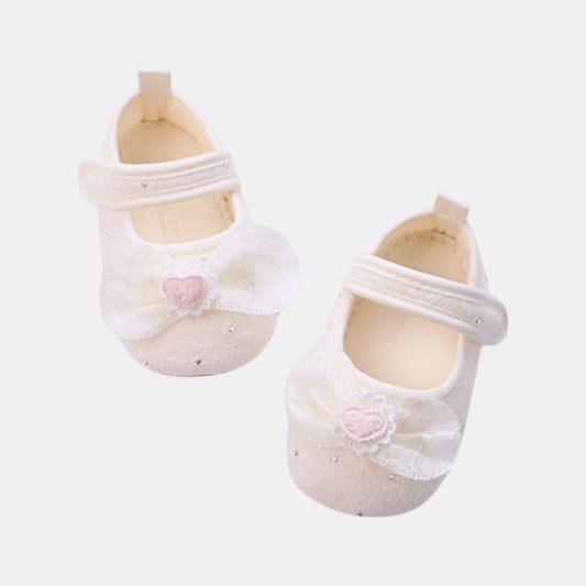 Sparkle Heart Lace Baby Shoes (11-13cm)