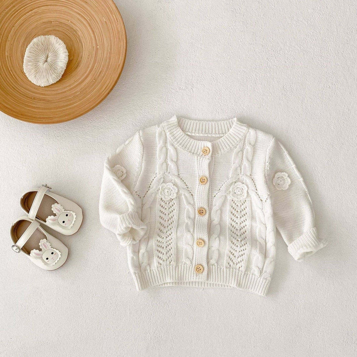 Tara Floral Knit Cardigan - White (3m-3yrs)