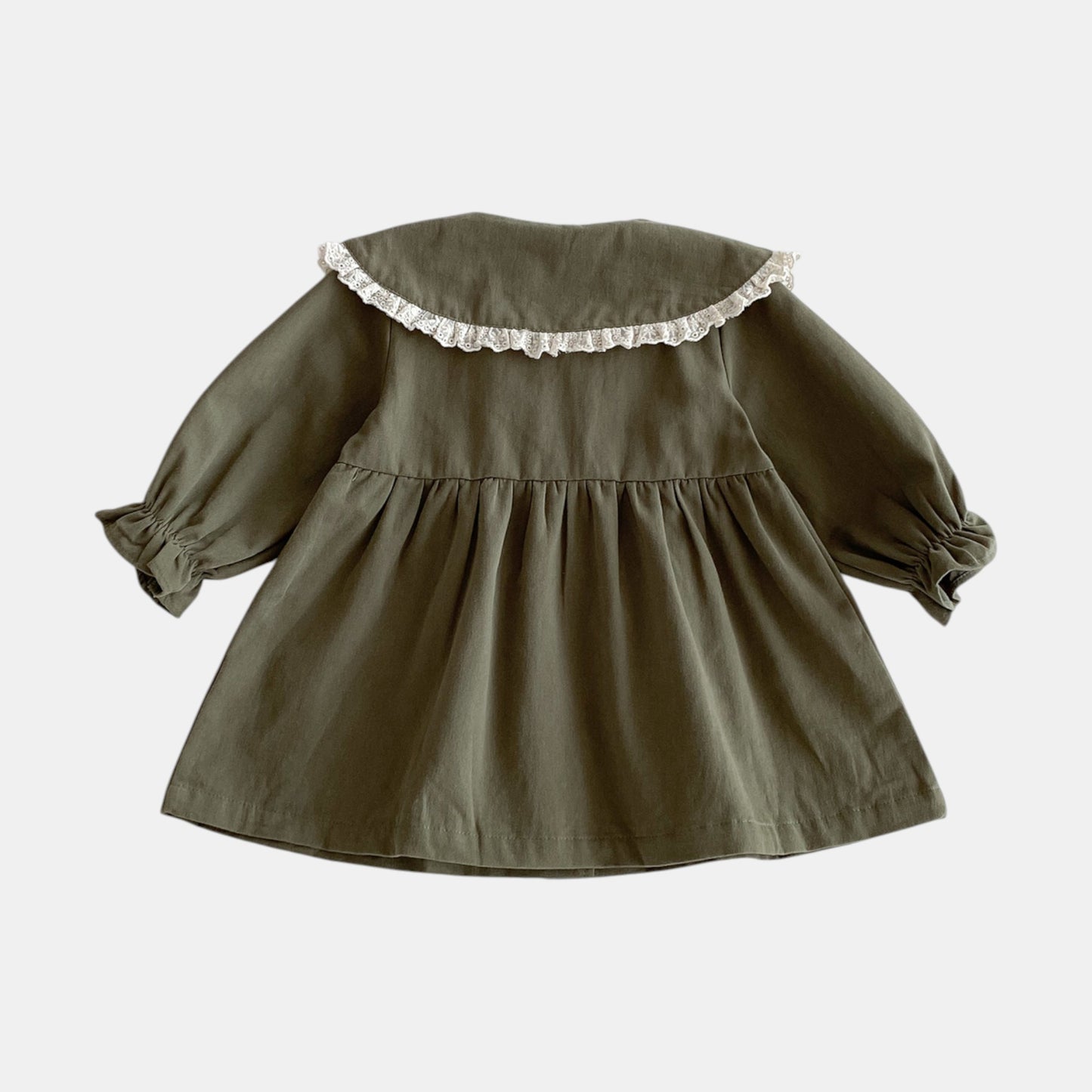 Tessa Lace Collar Dress - Olive Green (6m-4yrs)