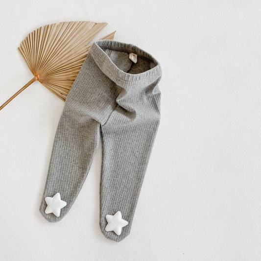 Twinkle Toes Cotton Baby Tights, Grey (3m-24m)