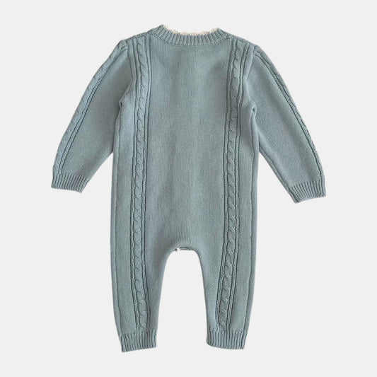 Verna Blossom Knit Romper, Blue (3m-24m)