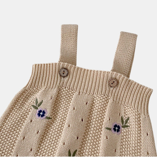 Violet Pansy Cotton Knit Romper (3m-3yrs)