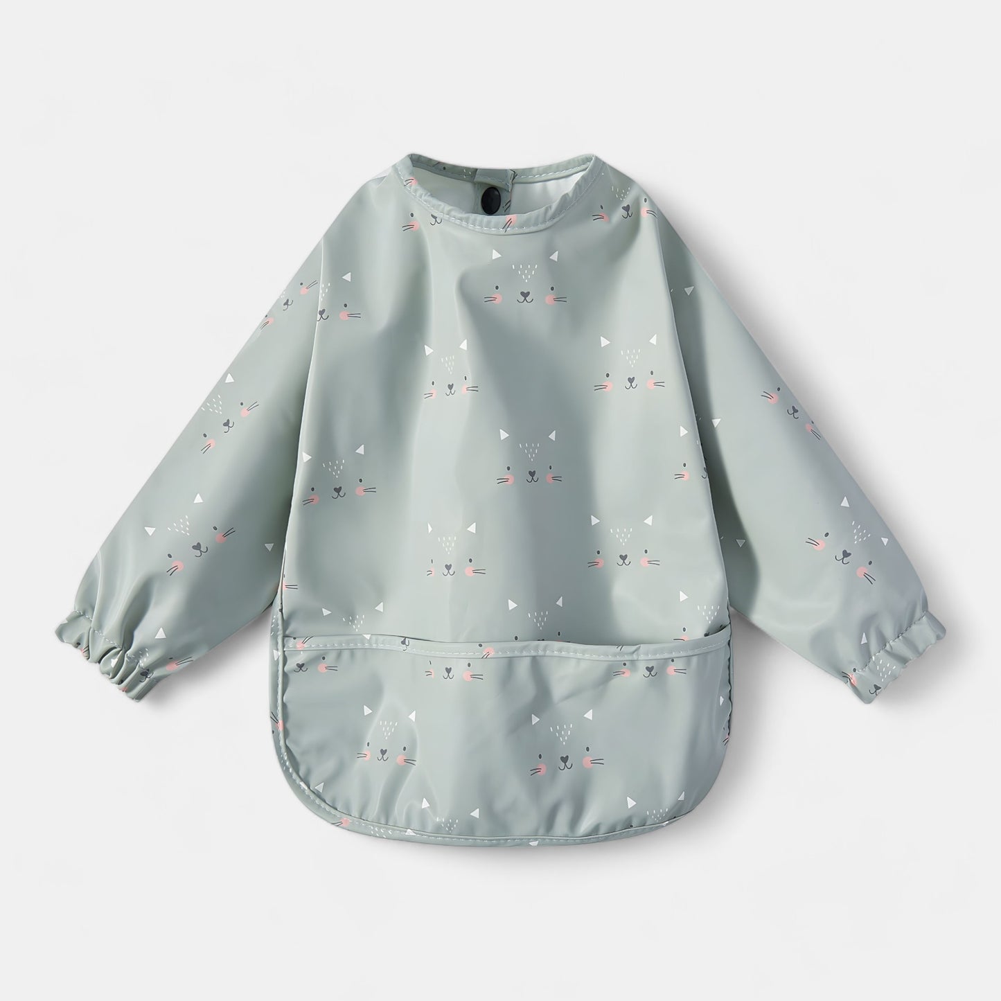 Waterproof Long Sleeve Pocket Bib, Blushing Cat - Bambisserie