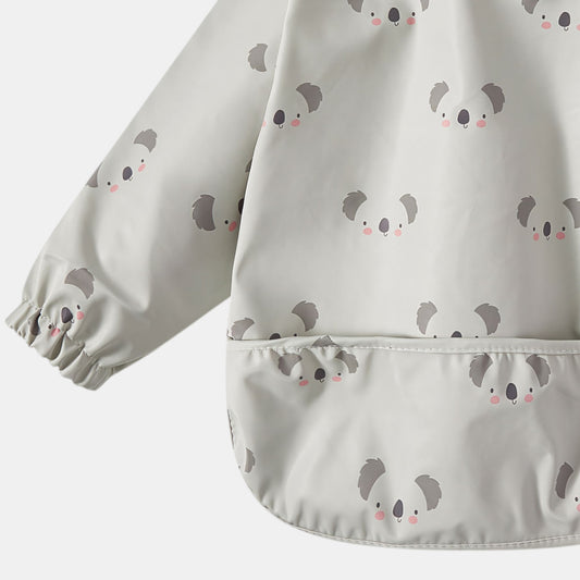 Waterproof Long Sleeve Pocket Bib, Blushing Koala - Bambisserie