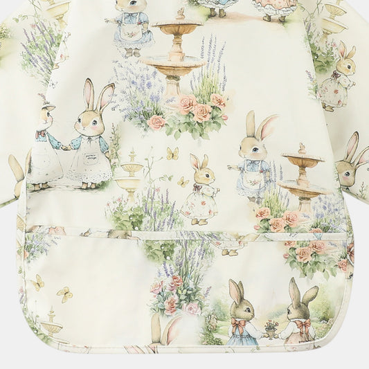 Waterproof Long Sleeve Pocket Bib, Bunny Garden (6m-5yrs)