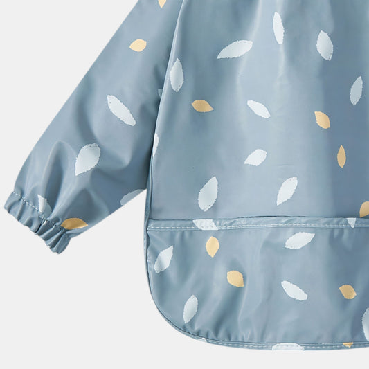 Waterproof Long Sleeve Pocket Bib, Falling Leaves - Detail - Bambisserie