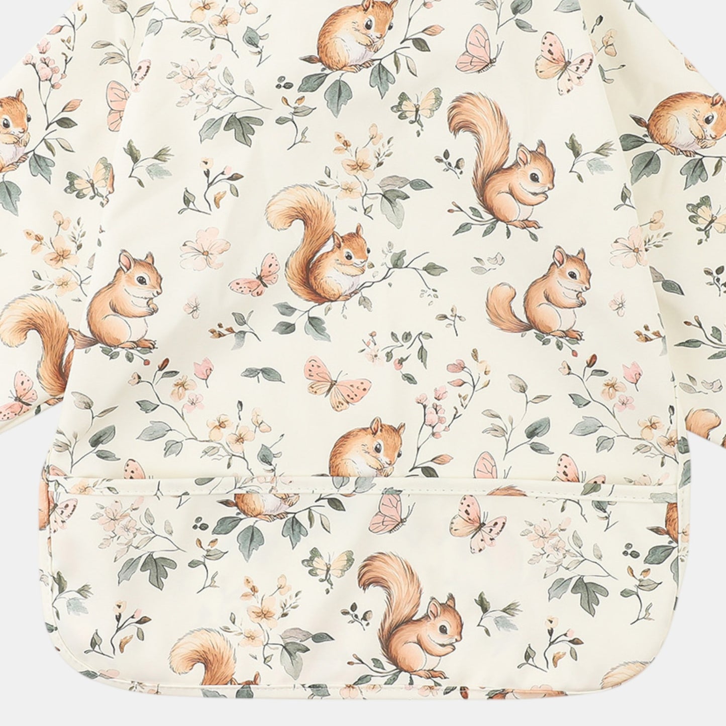Waterproof Long Sleeve Pocket Bib, Woodland Squirrel (6m-5yrs)