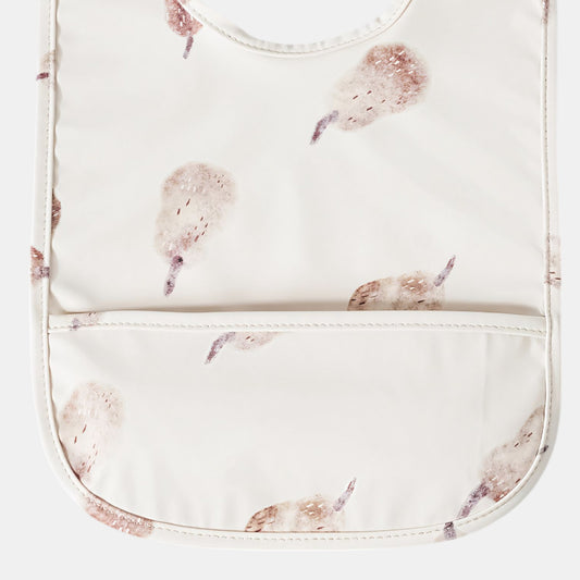 Waterproof Snap Pocket Bib, Grey Pear - Detail - Bambisserie