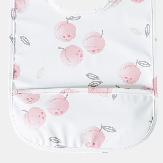Waterproof Snap Pocket Bib, Peaches - Detail - Bambisserie