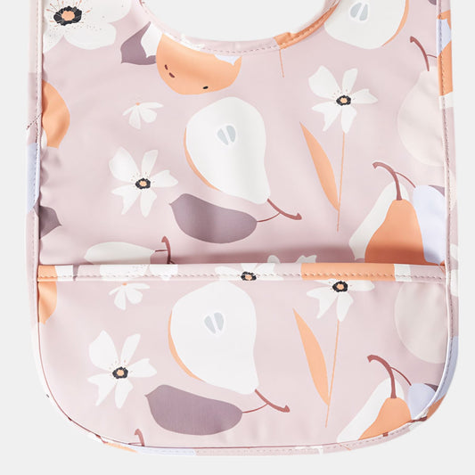 Waterproof Snap Pocket Bib, Pear Blossom - Detail - Bambisserie