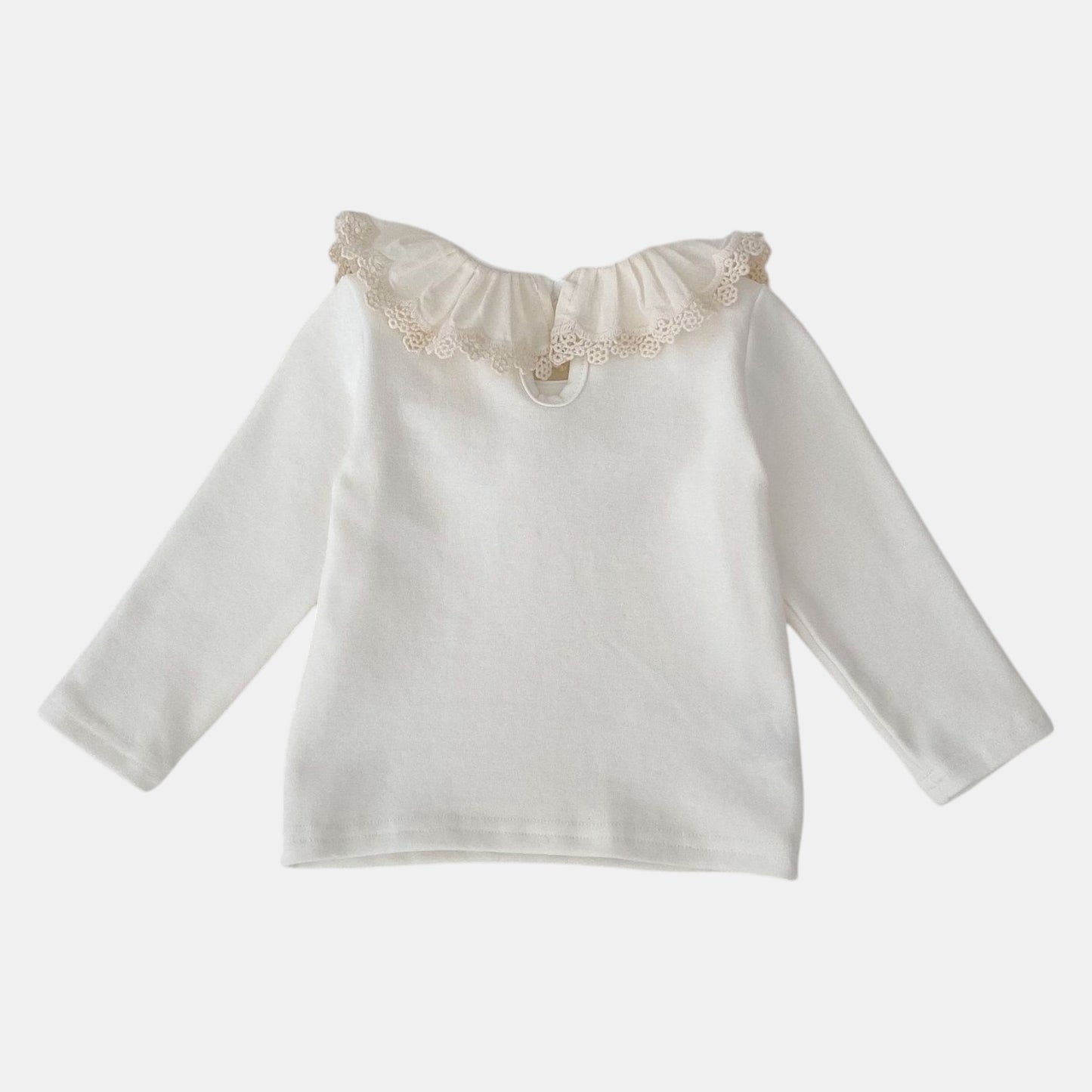 Zinnia Ruffle Cotton Top, Ivory (3m-3yrs)