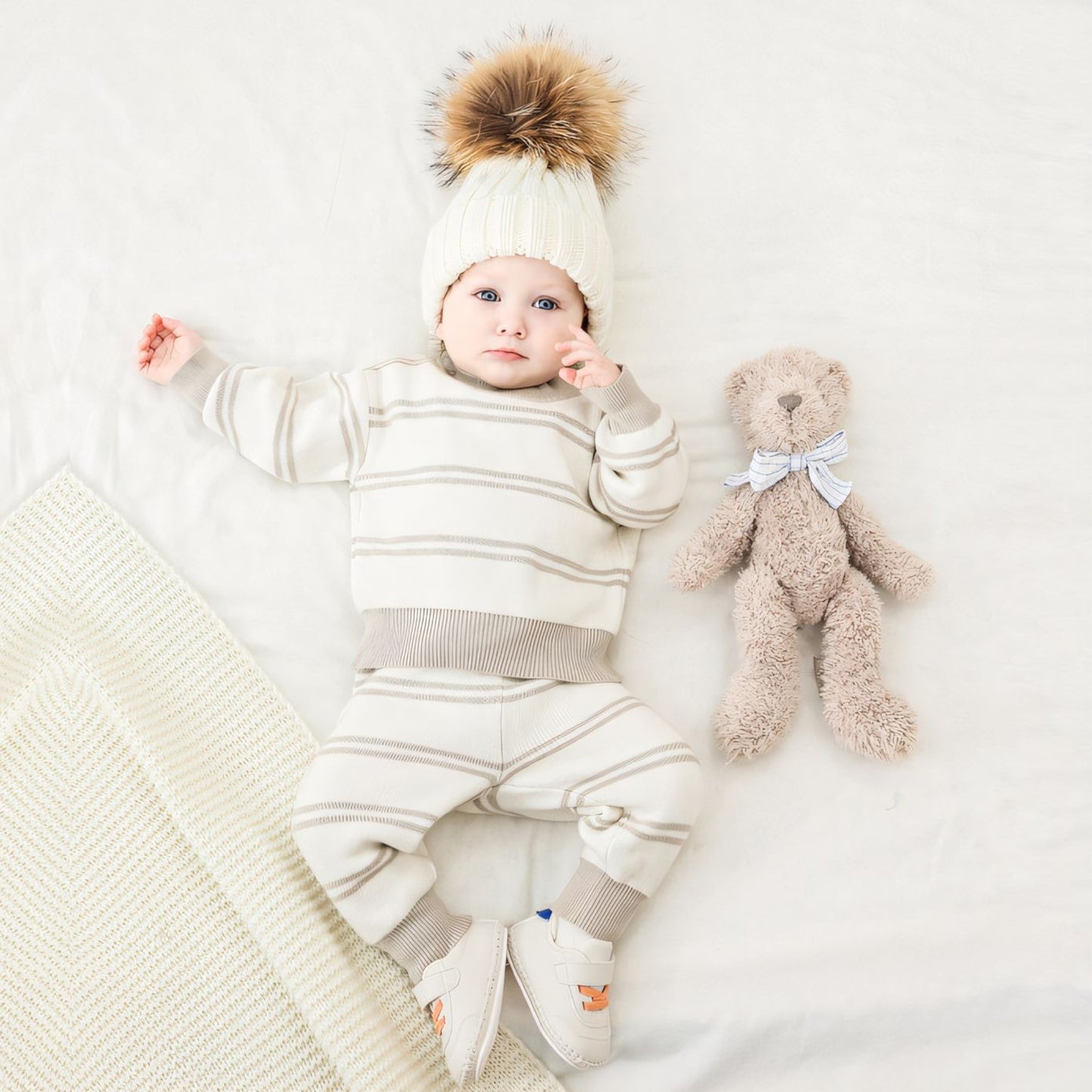Grey Stripes Cotton Knit Set (3m-3yrs)