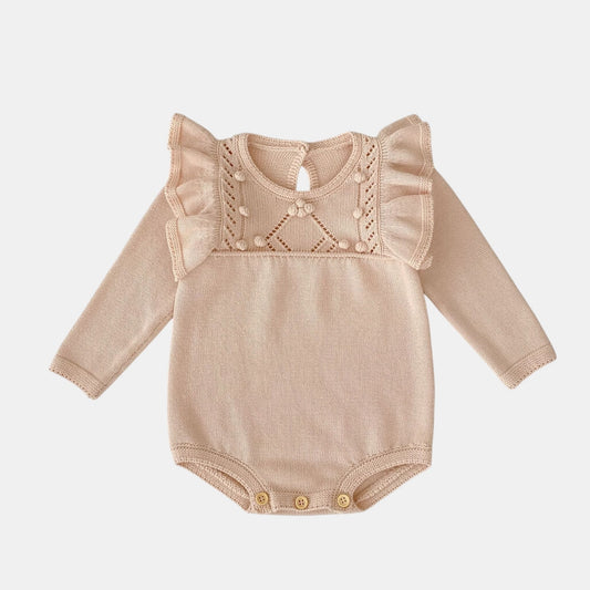 Aida Ruffle Knit Romper - Blush (3m-24m)