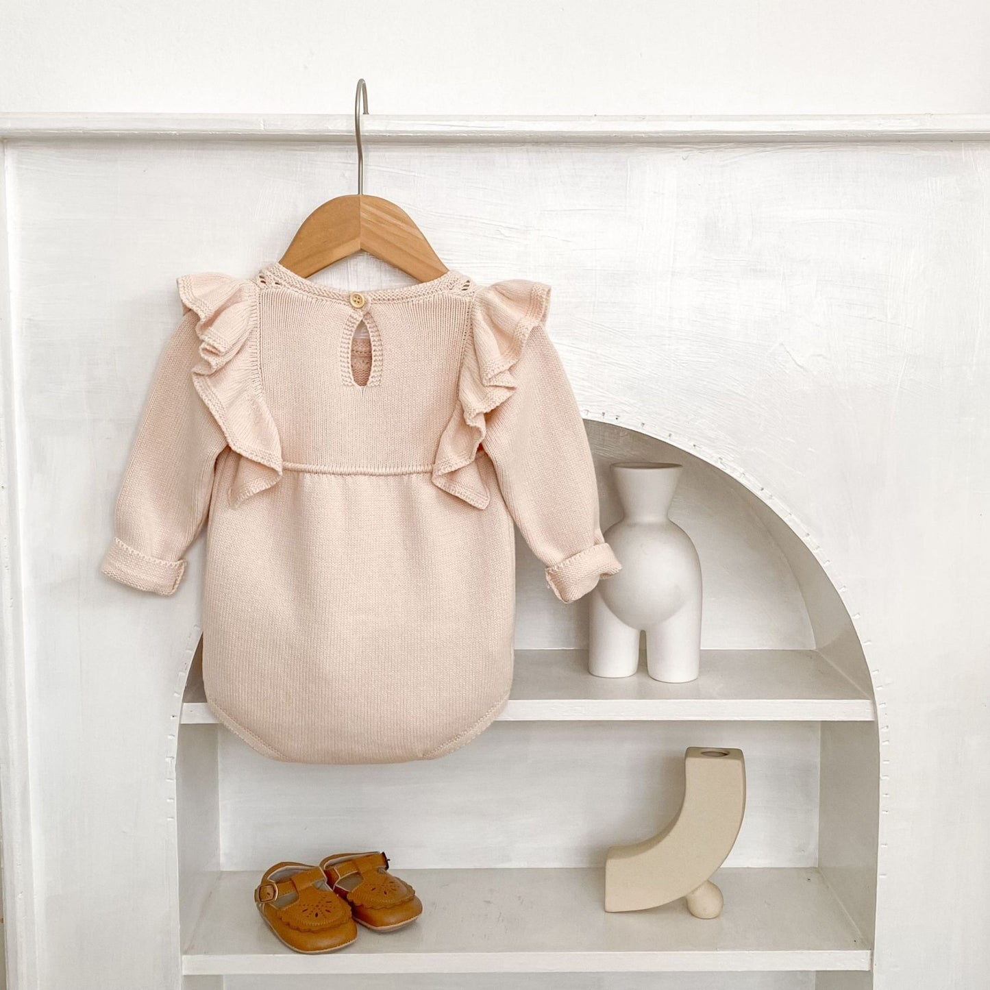 Aida Ruffle Knit Romper - Blush (3m-24m)