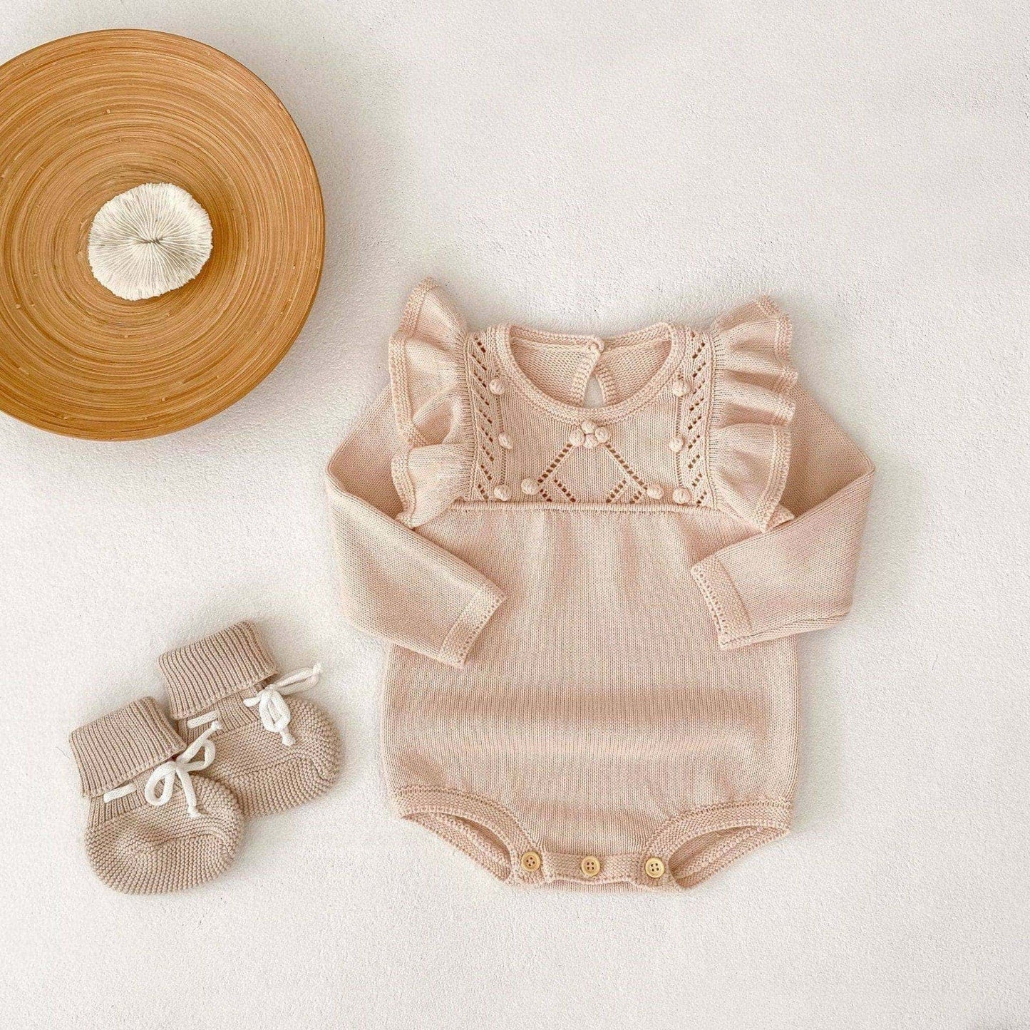 Aida Ruffle Knit Romper - Blush (3m-24m)