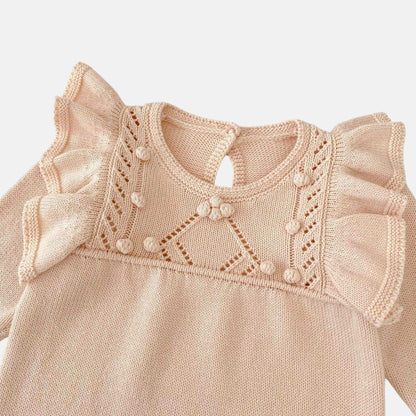 Aida Ruffle Knit Romper - Blush (3m-24m)