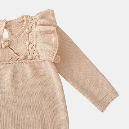 Aida Ruffle Knit Romper - Blush (3m-24m)