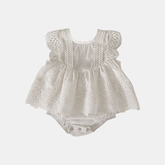 Alba Floral Romper Dress - Ivory (3m-24m)