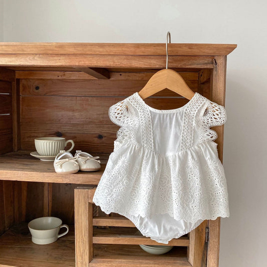 Alba Floral Romper Dress - Ivory (3m-24m)
