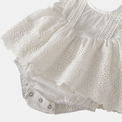 Alba Floral Romper Dress - Ivory (3m-24m)