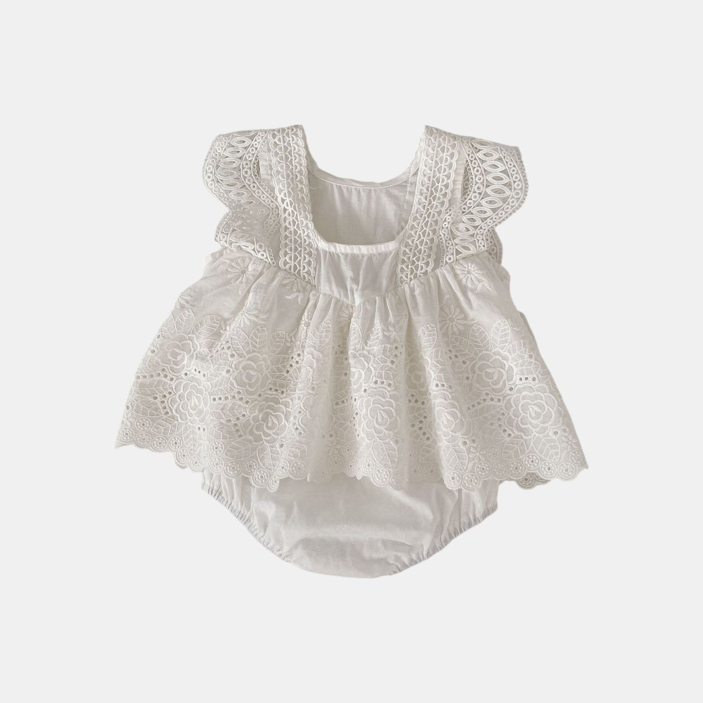 Alba Floral Romper Dress - Ivory (3m-24m)