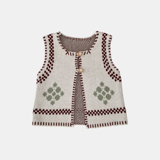 Alder Jacquard Cotton Knit Vest (3m-3yrs)