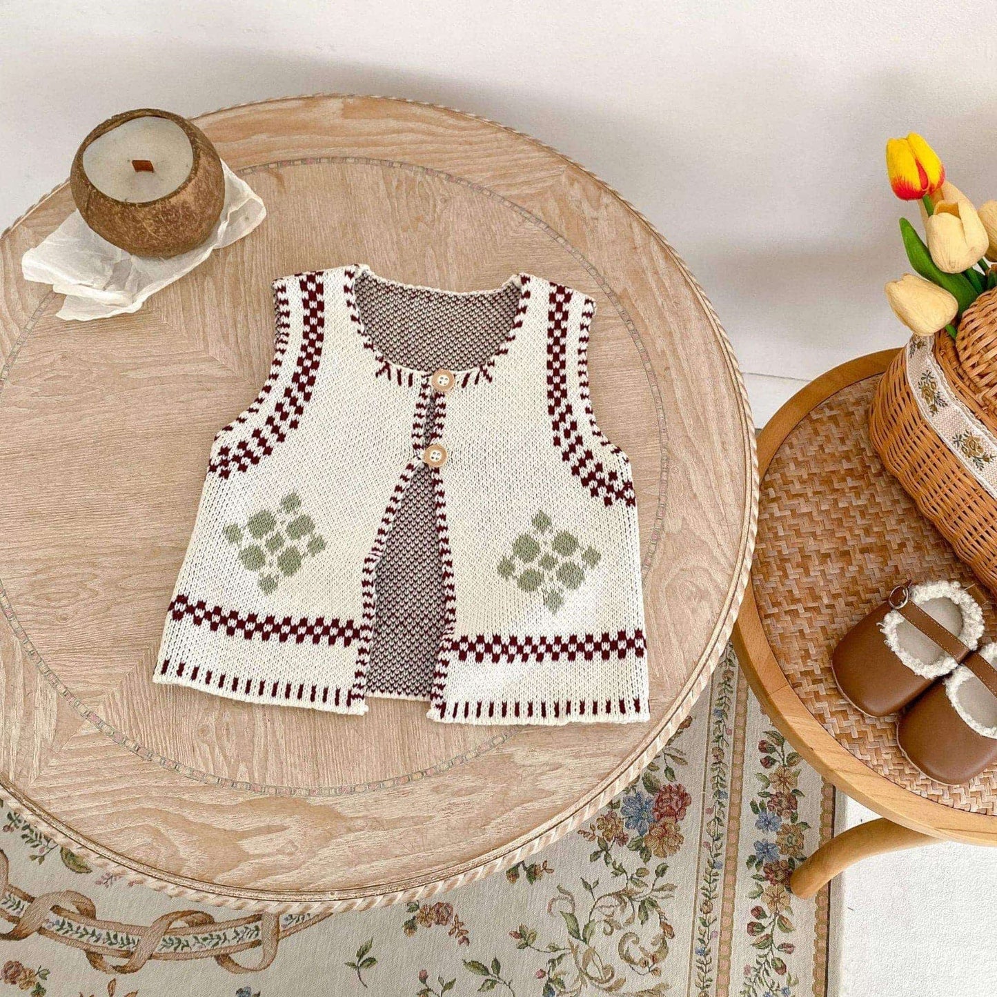 Alder Jacquard Cotton Knit Vest (3m-3yrs)