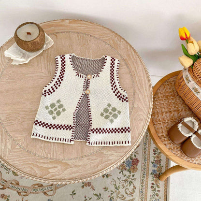 Alder Jacquard Cotton Knit Vest (3m-3yrs)