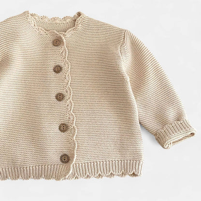 Leni Scallop Knit Cardigan - Beige (3m-3yrs)