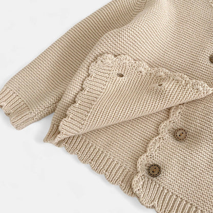 Leni Scallop Knit Cardigan - Beige (3m-3yrs)