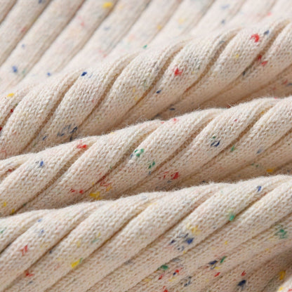 Almond Speckle Knitted Cotton Baby Jumpsuit Fabric Detail - Bambisserie