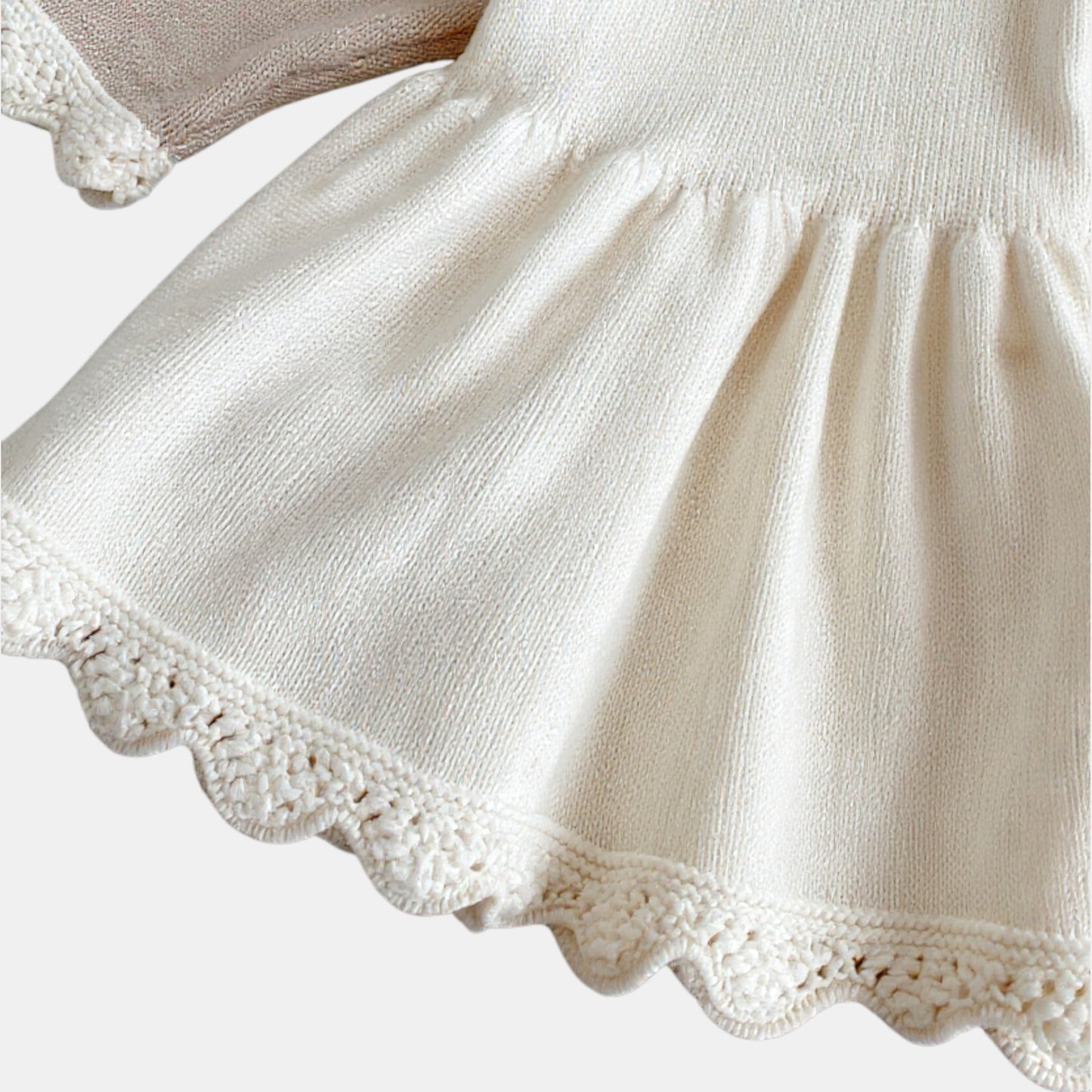 Amara Scallop Knit Dress - Cream/Green (6m-4yrs)