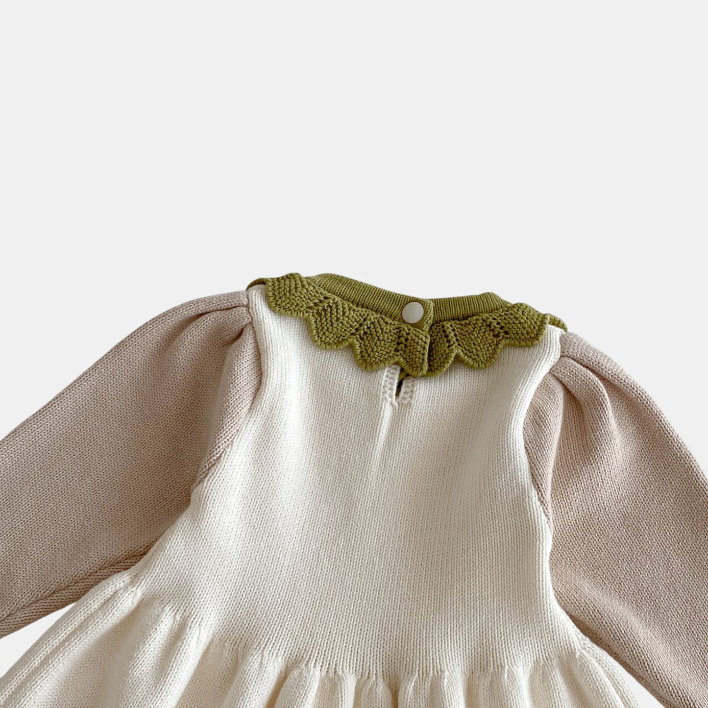 Amara Scallop Knit Dress - Cream/Green (6m-4yrs)