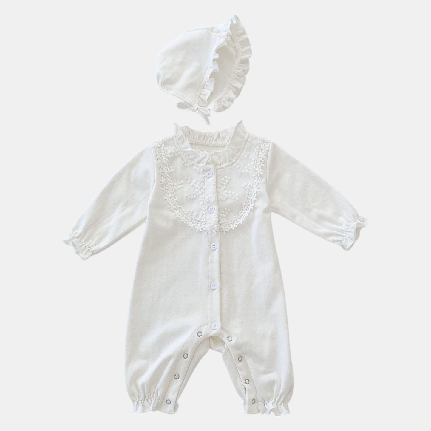 Angel Lace Romper & Bonnet Set (3m-24m)