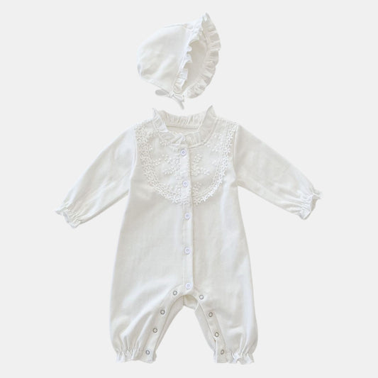 Angel Lace Romper & Bonnet Set (3m-24m)