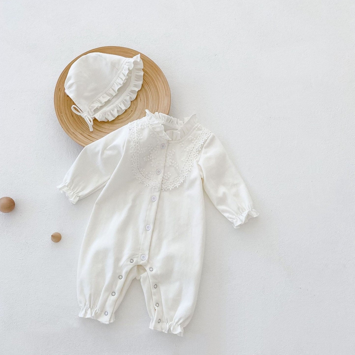 Angel Lace Romper & Bonnet Set (3m-24m)