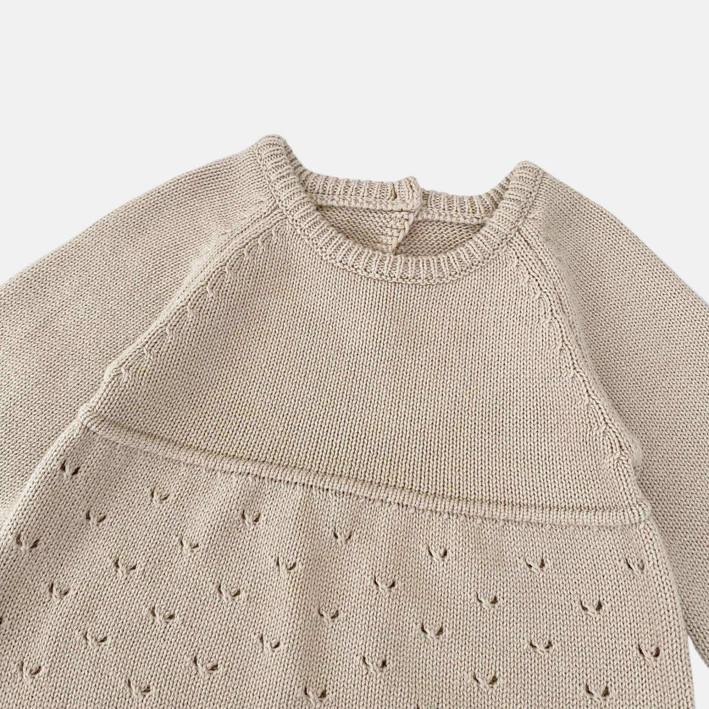 Ansel Pointelle Knit Romper - Taupe (3m-24m)