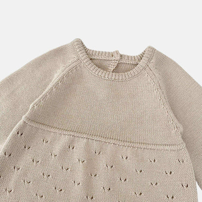 Ansel Pointelle Knit Romper - Taupe (3m-24m)
