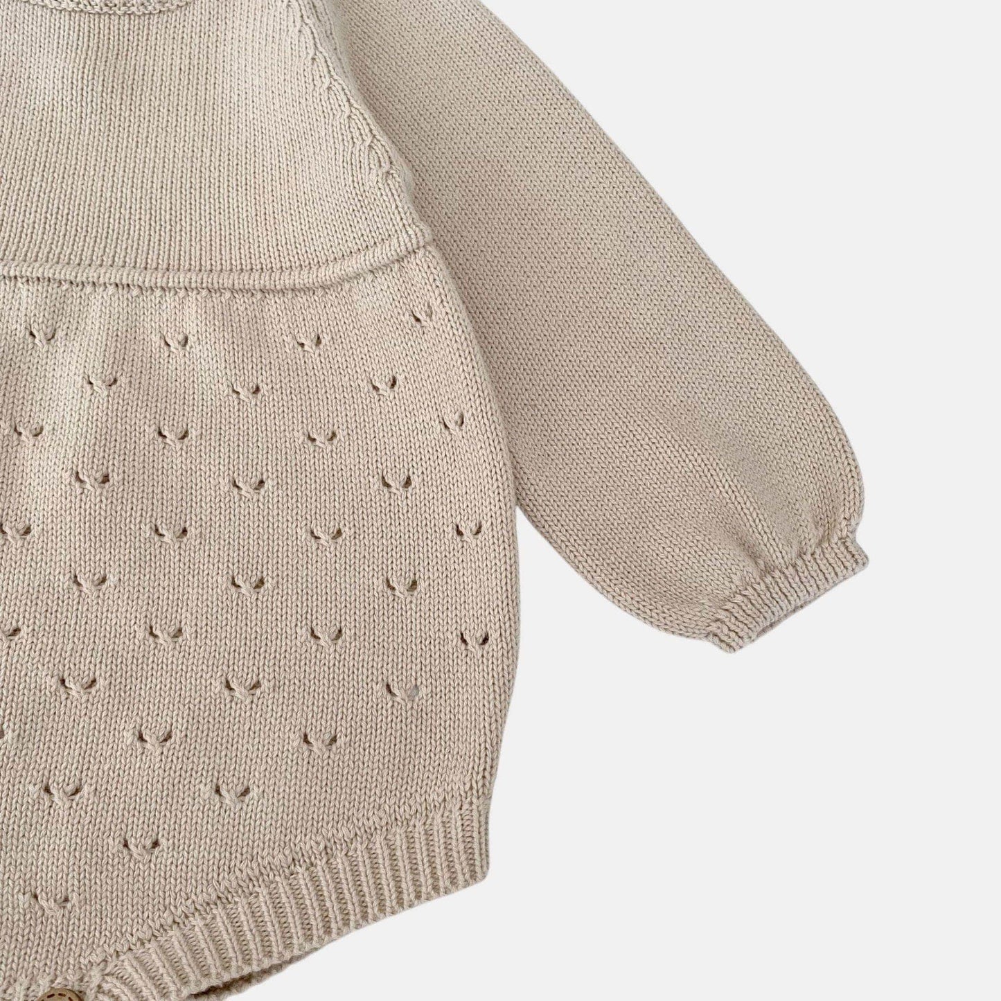Ansel Pointelle Knit Romper - Taupe (3m-24m)