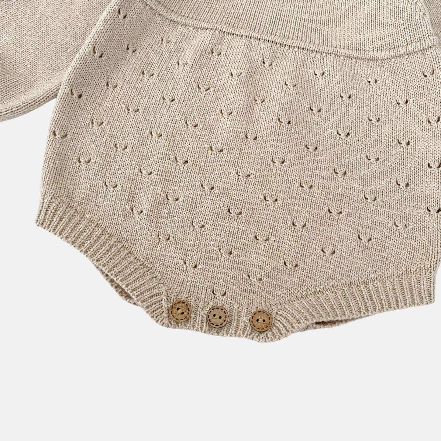 Ansel Pointelle Knit Romper - Taupe (3m-24m)